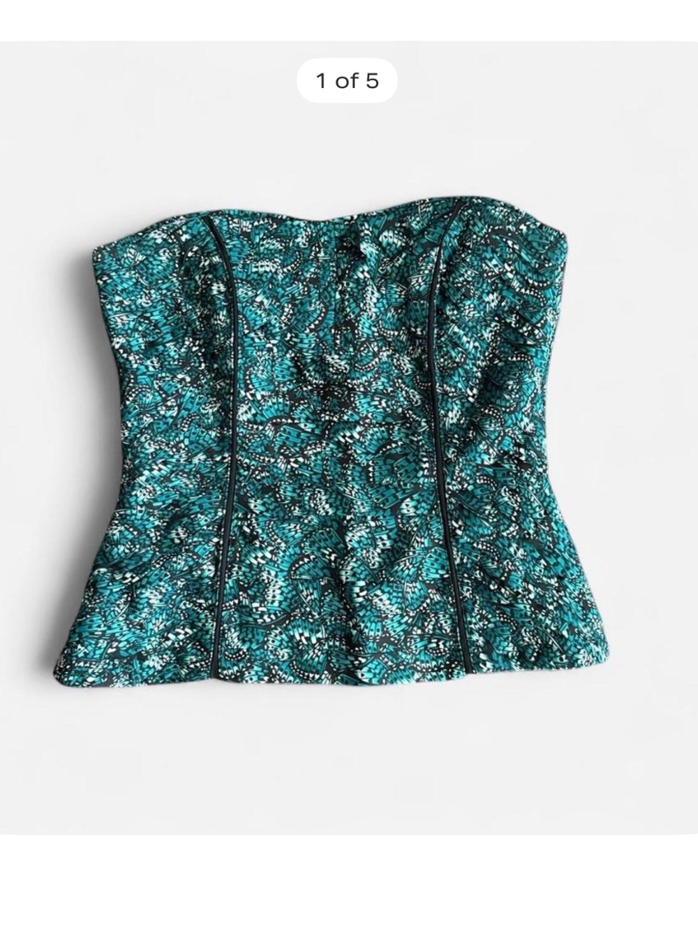 White House Black Market corset Top size 2 green black edgy glam party casual